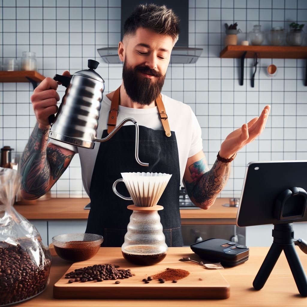 a man making coffee